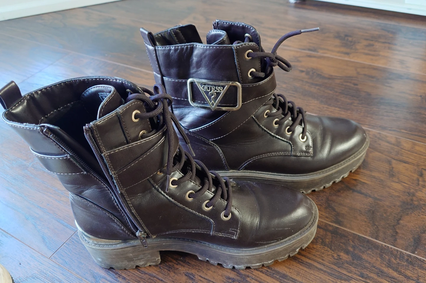Women's GUESS Dark Brown Combat Boots - Size 7.5