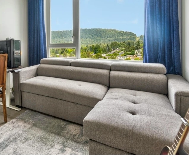Grey Sectional Sofa Bed with Storage and USB Ports