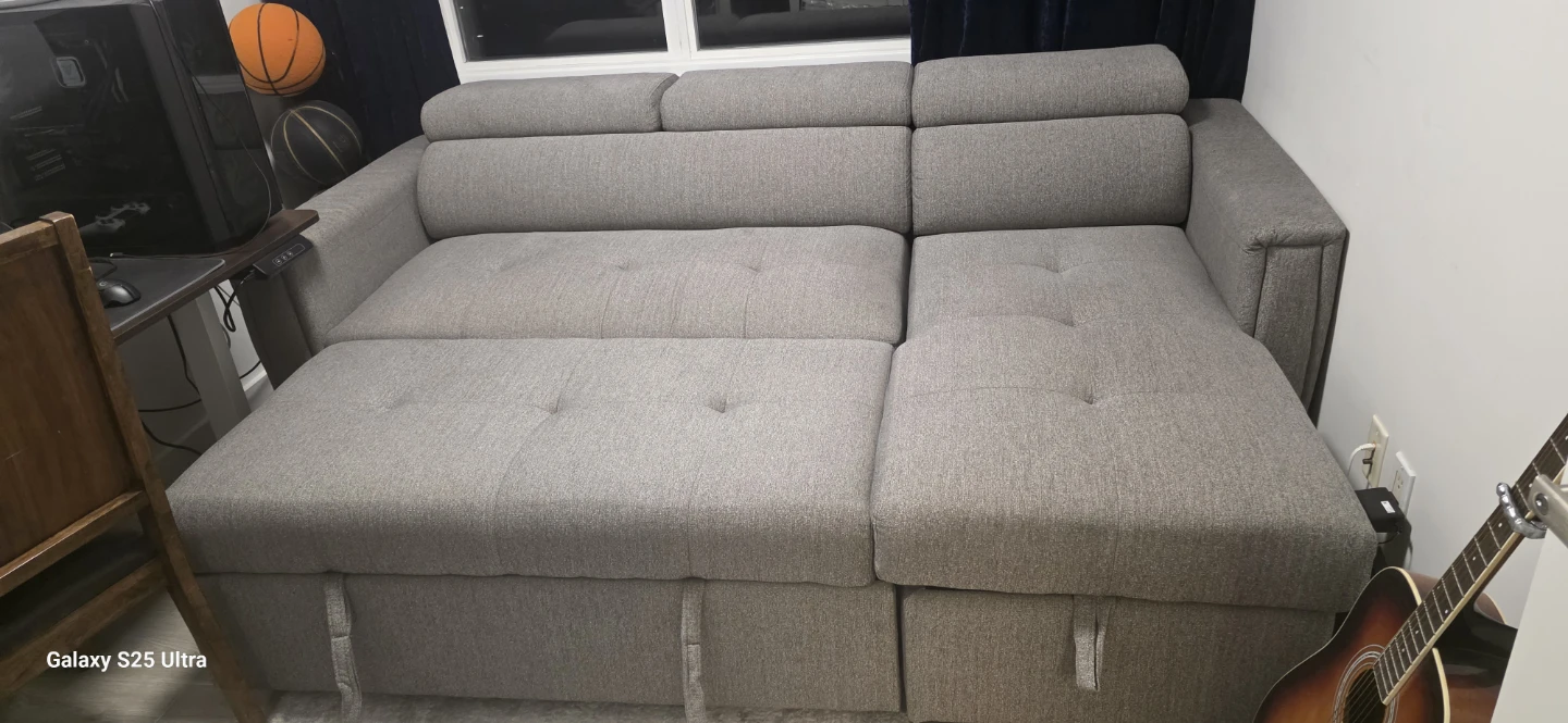 Grey Sectional Sofa Bed with Storage and USB Ports - photo 3