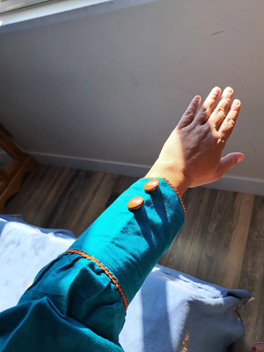 Teal "Pazami Suit" with Embroidered Churidars - photo 4