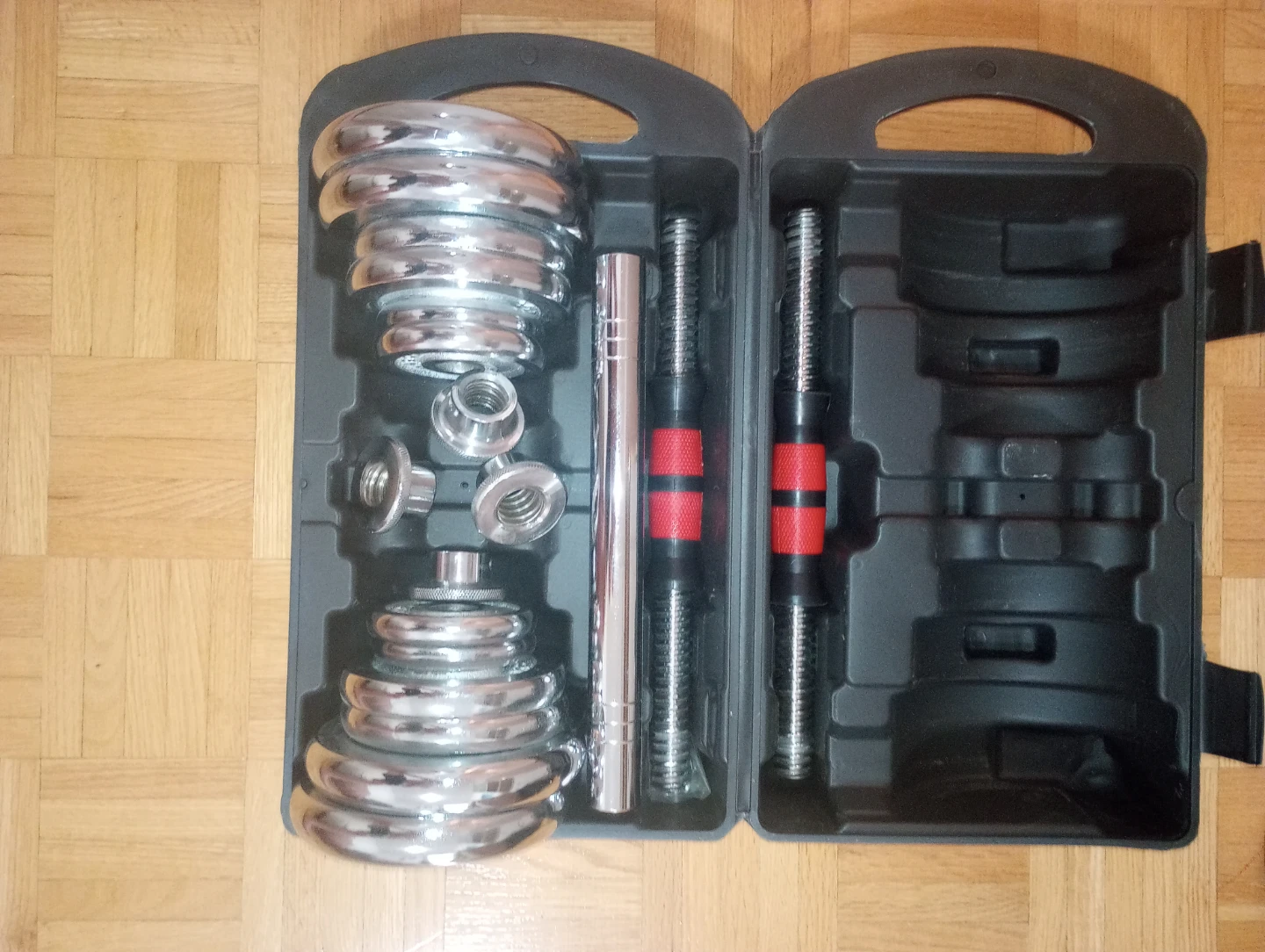 20kg 44pound adjustable chrome dumbbell set - photo 3