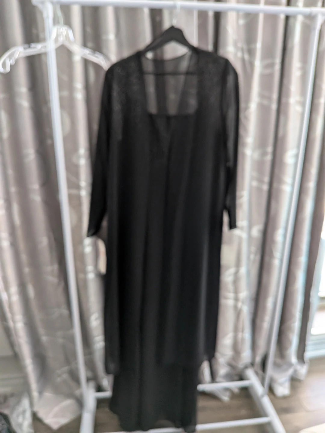 Black Sheer Embellished Layered Dress