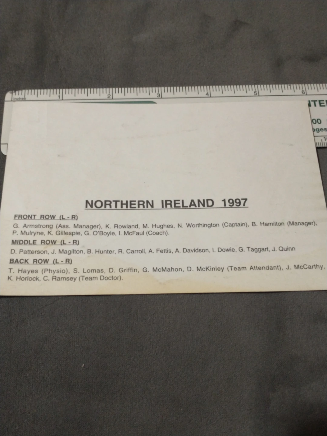 1997 Northern Ireland national team postcard - photo 4