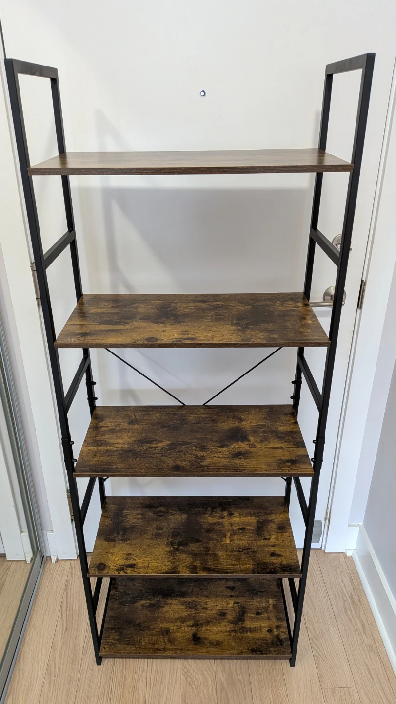 5-Shelf Bookshelf - Rustic Brown