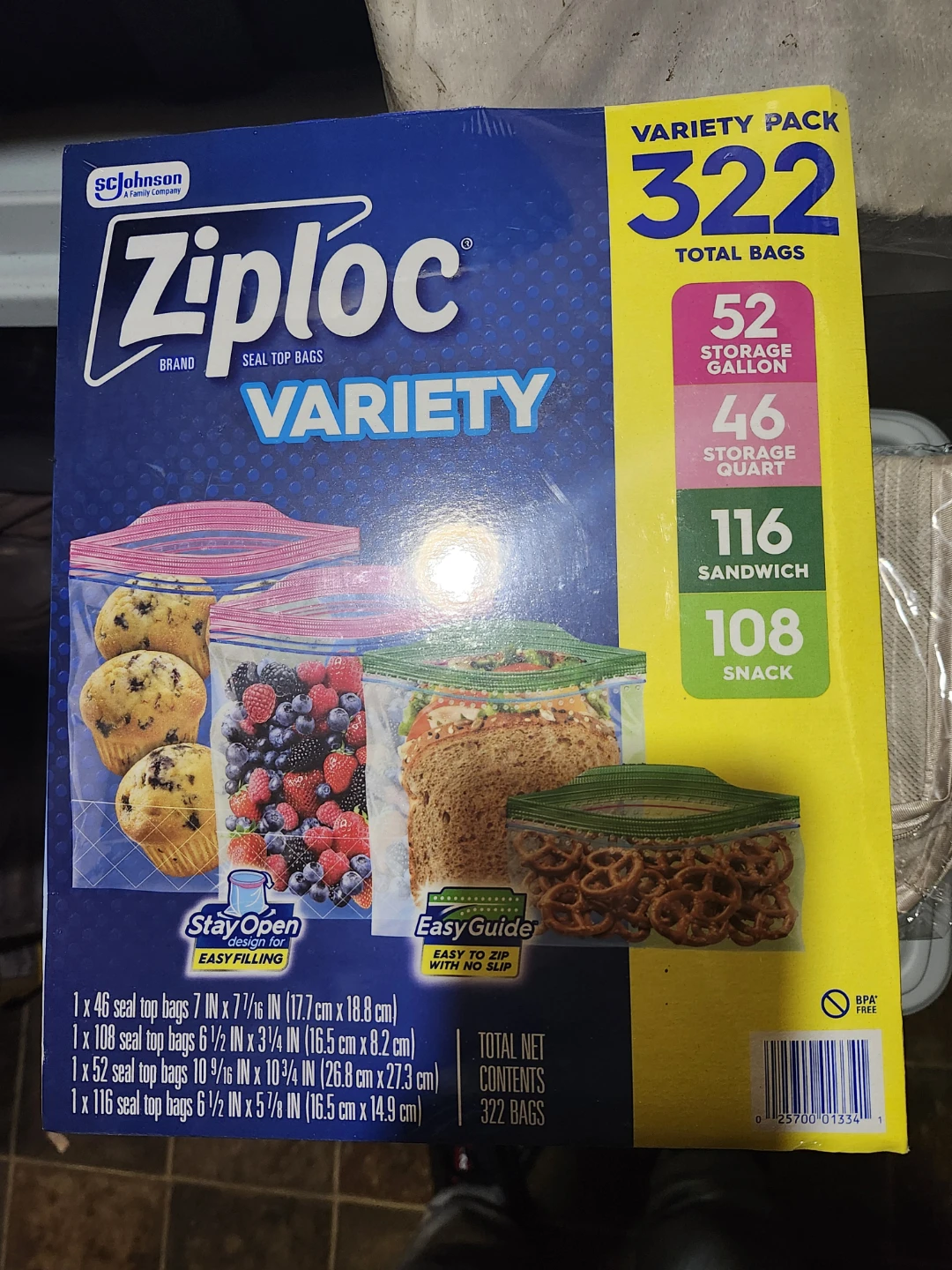 Ziploc Variety Pack 322 Total Bags