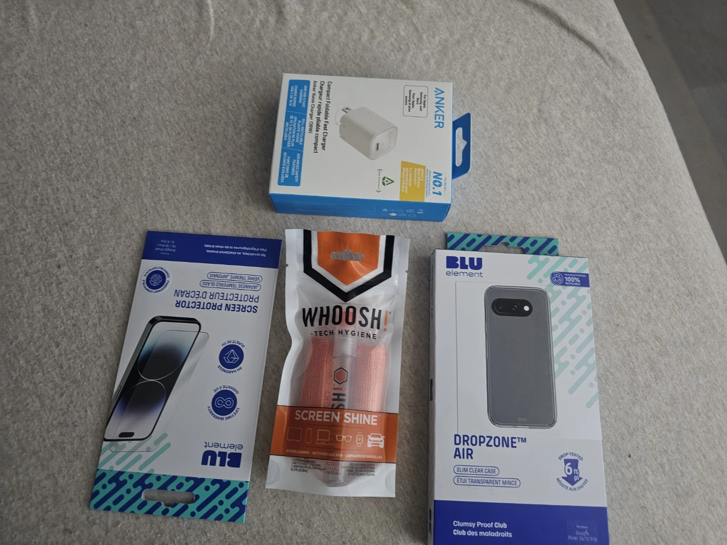 Anker Fast Charger, Screen Protector & Phone Case Bundle
