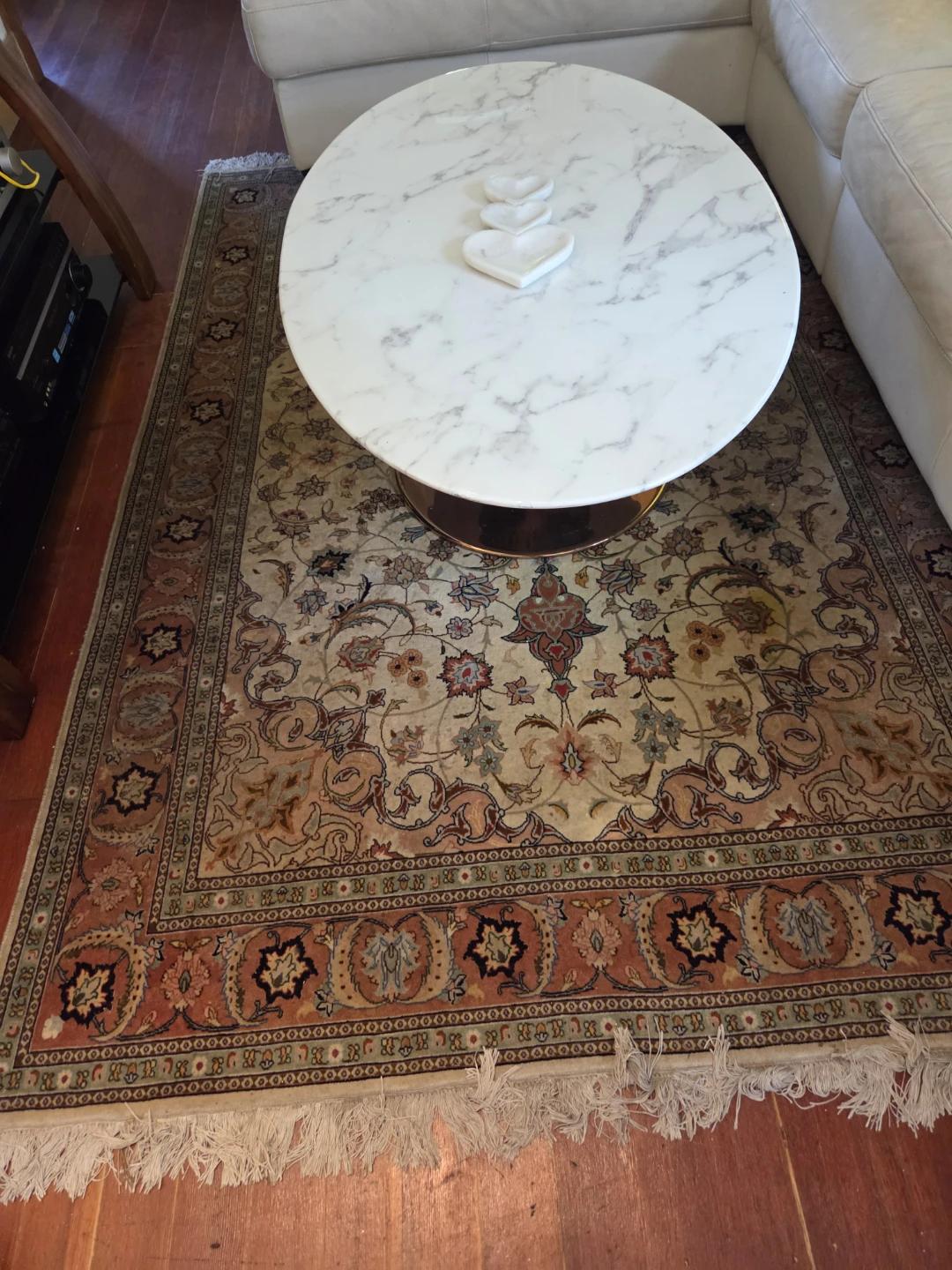 Marble top coffee table with rose gold base - photo 2
