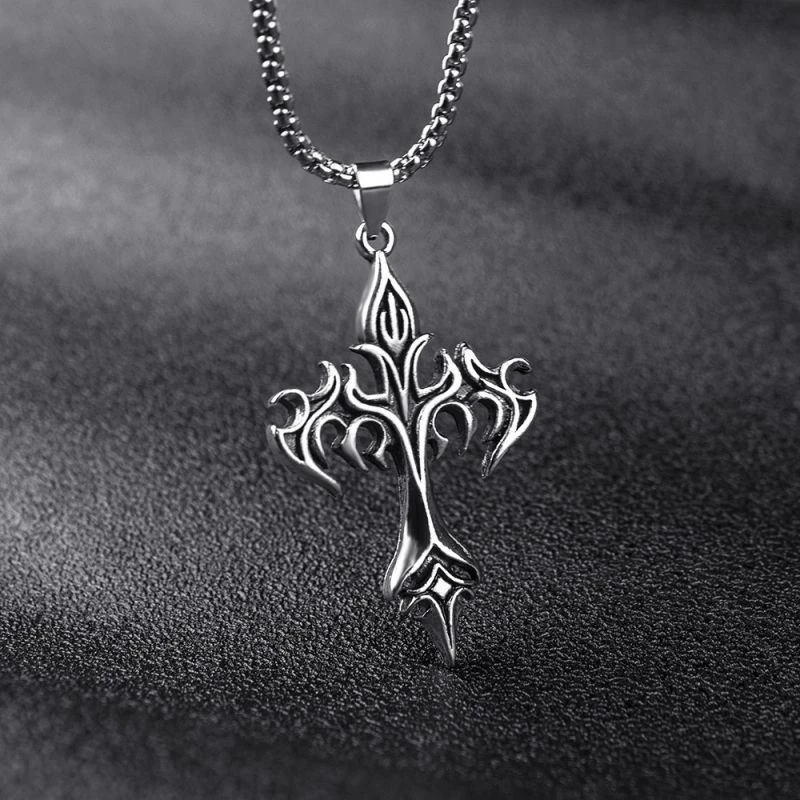 Silver Tone Gothic Pendant Necklace - photo 3