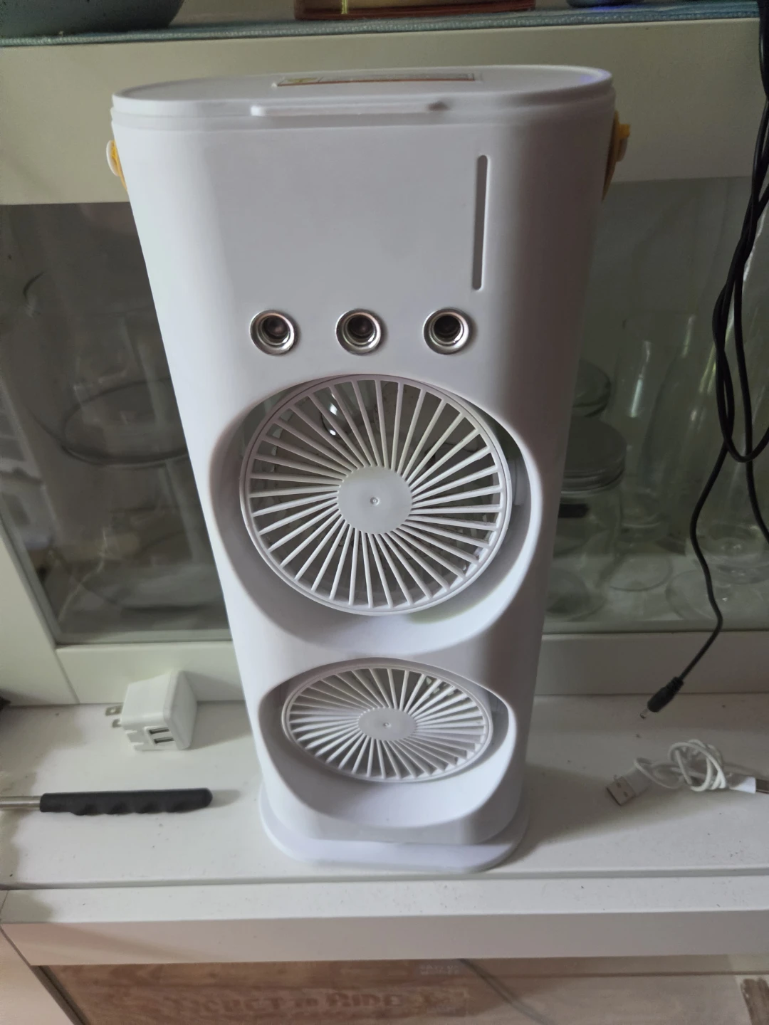 White Portable double Air Cooler Fan with Dehumidifier - photo 2