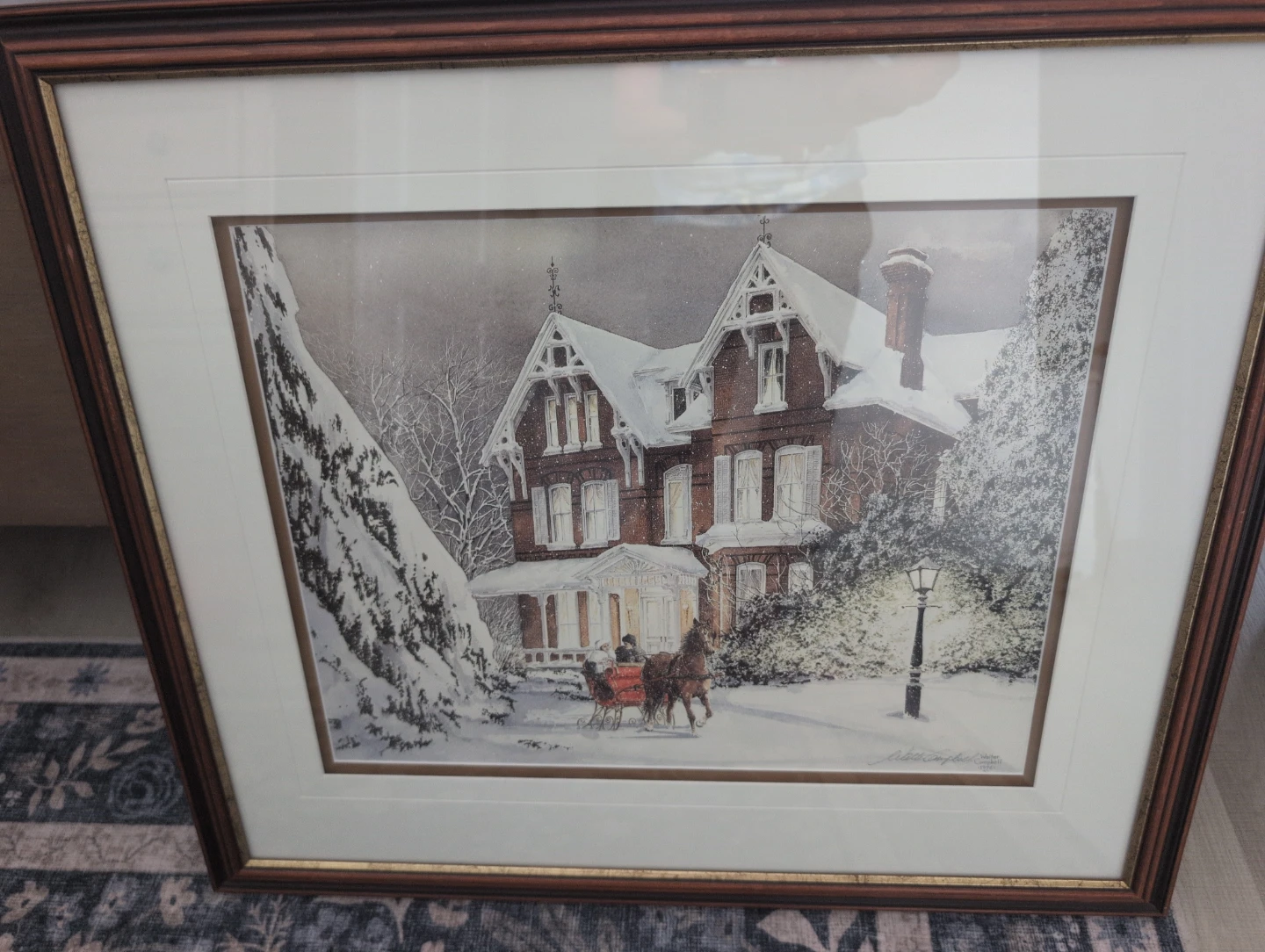 Framed Winter Scene Art Print by Walter Campbell - 1996