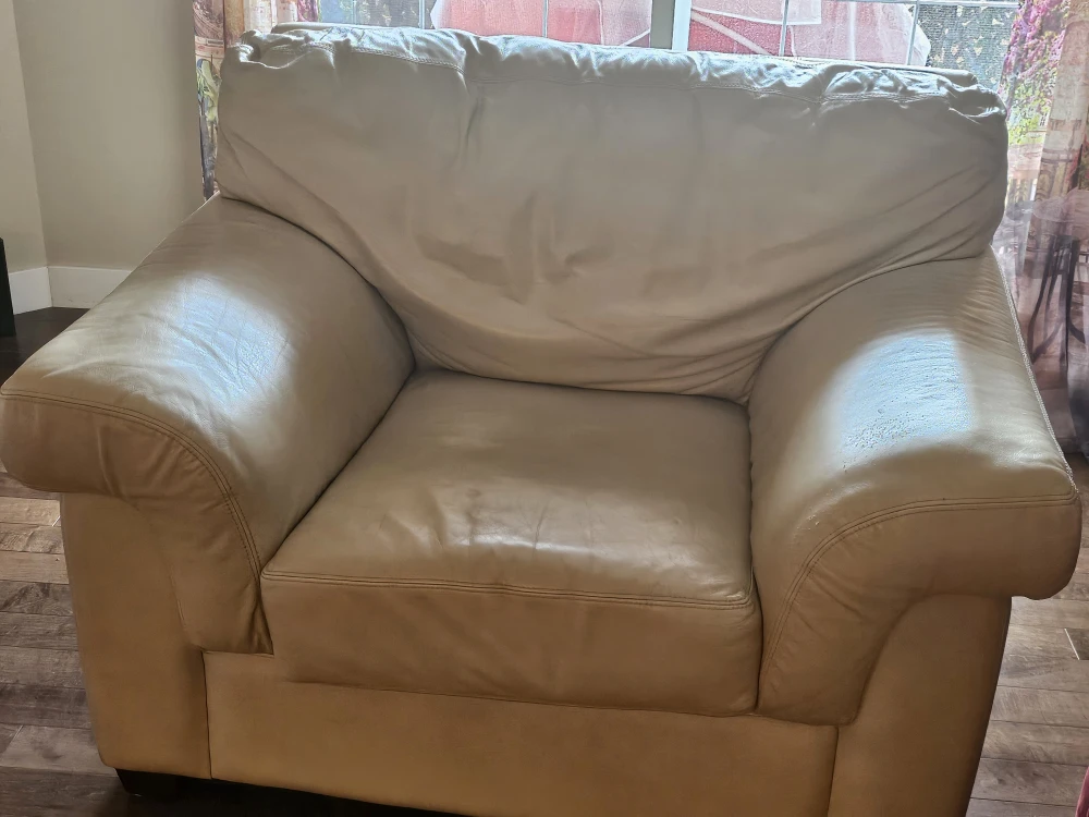 Cream Leather Armchair