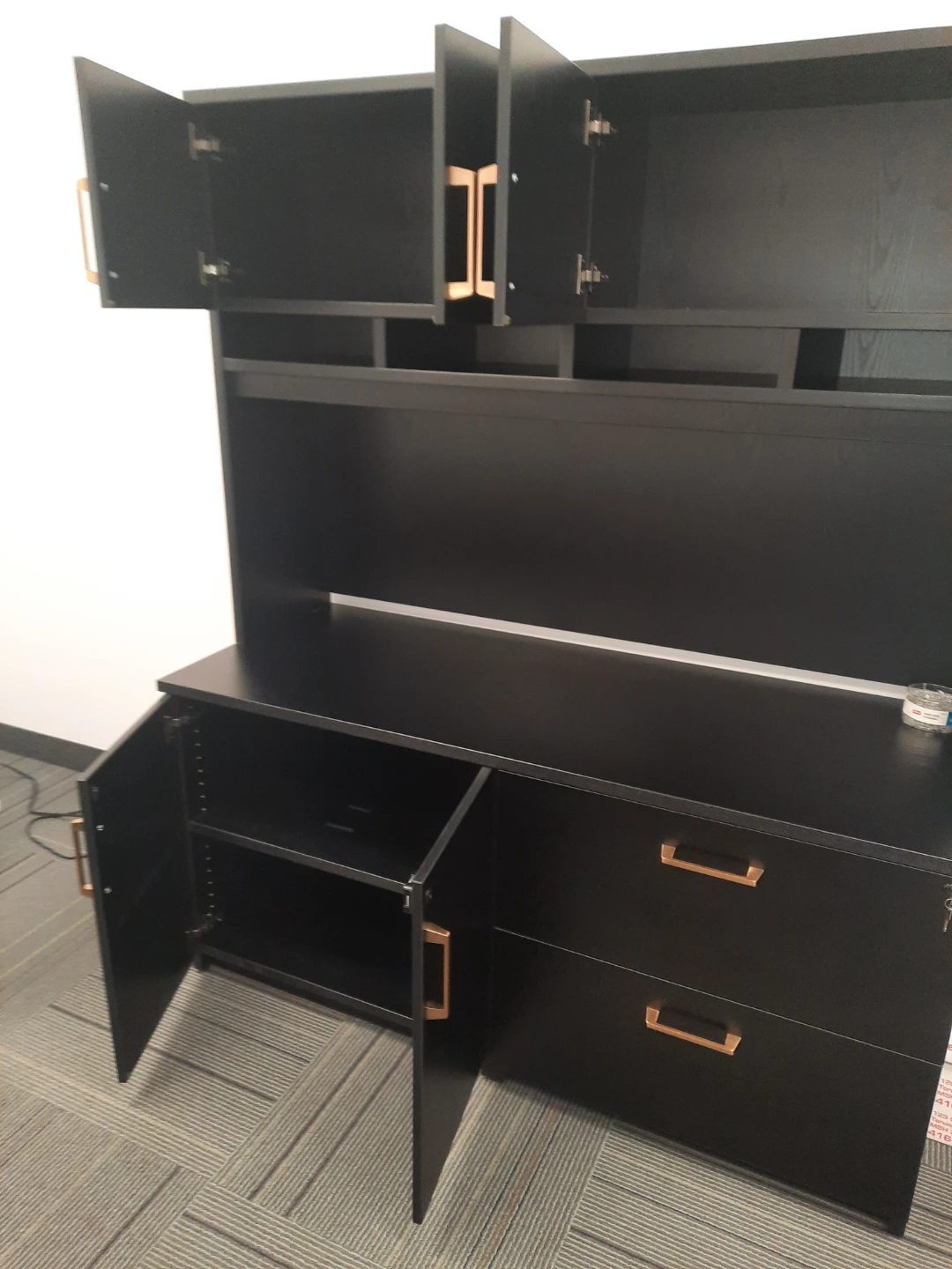 Black L-Shaped Desk with Hutch - photo 2