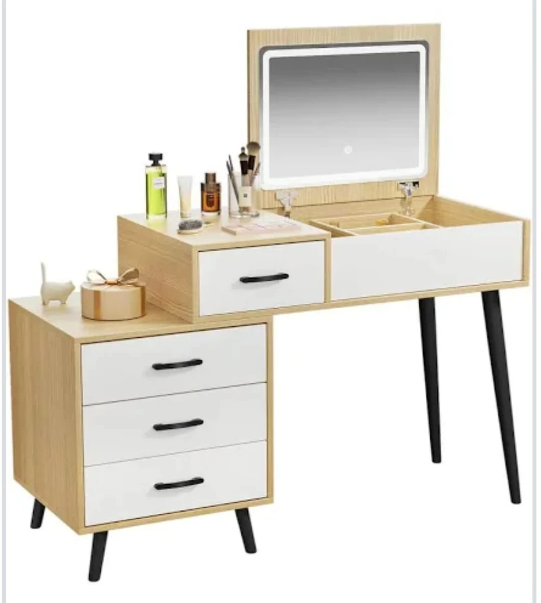 Vanity Desk with Lighted Mirror and Drawers - photo 2