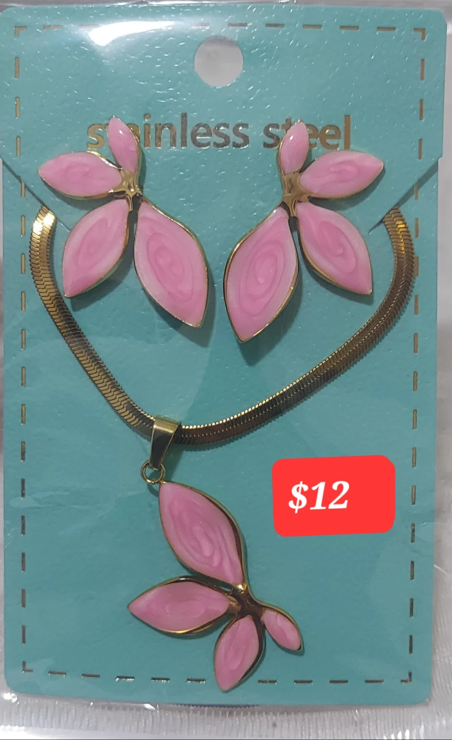 Stainless Steel Necklace and Earring Set - photo 2