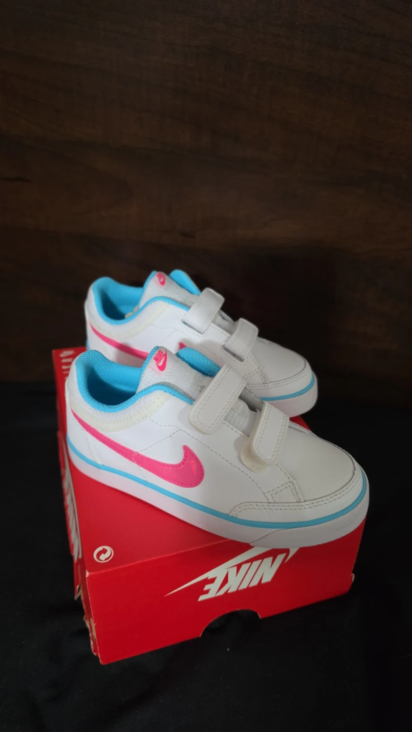 Nike Capri 3 LTR (TDV) Kids Shoes White/Pink/Blue Size 10c