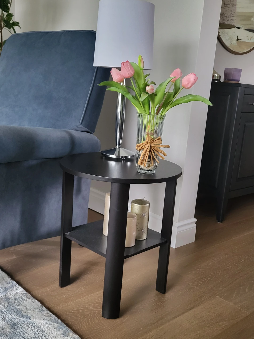 Solid wood black side tables - set of 2