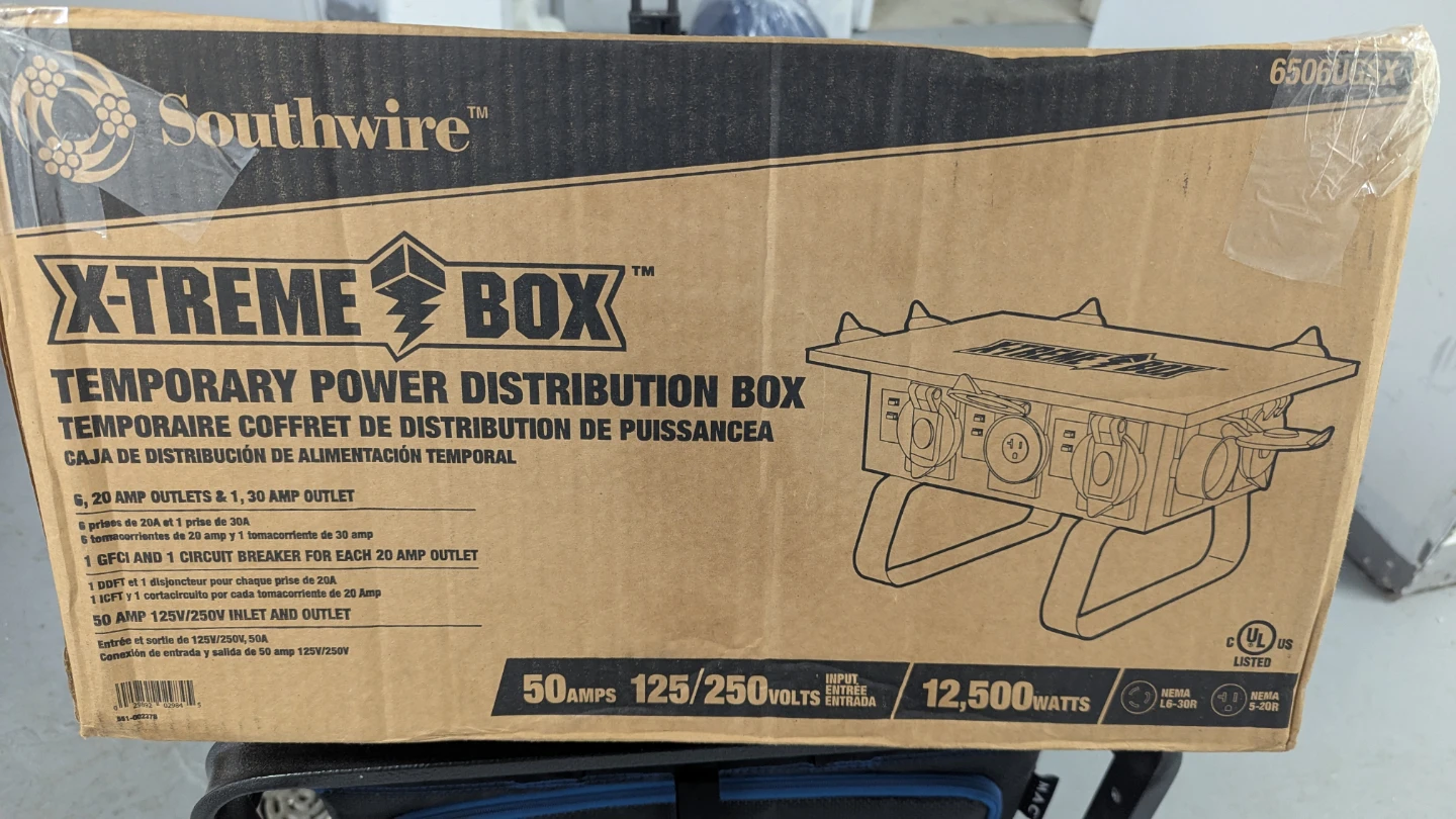 Two temporary generator distribution box and cords