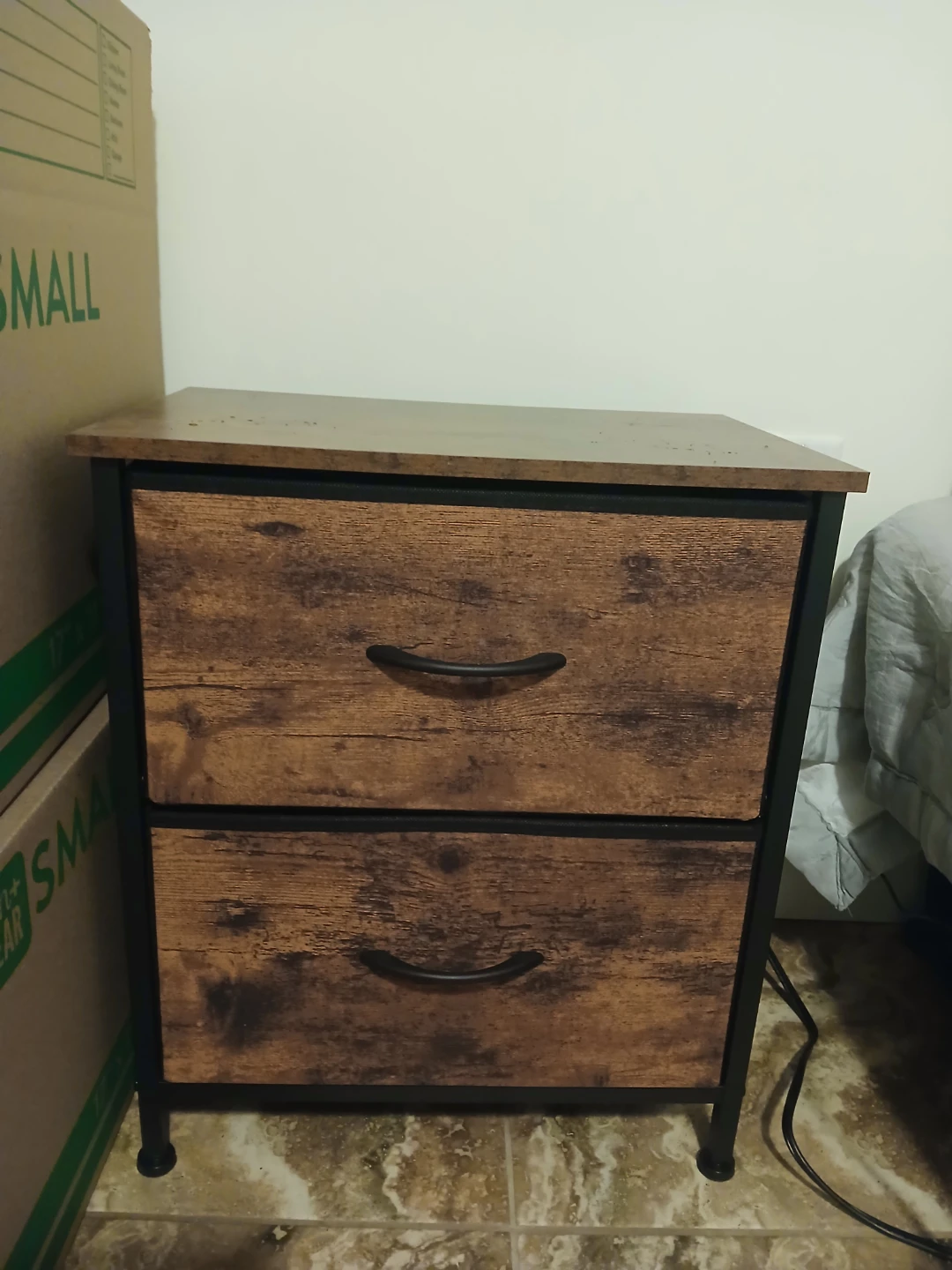 Rustic Wood 2-Drawer Nightstand - photo 3
