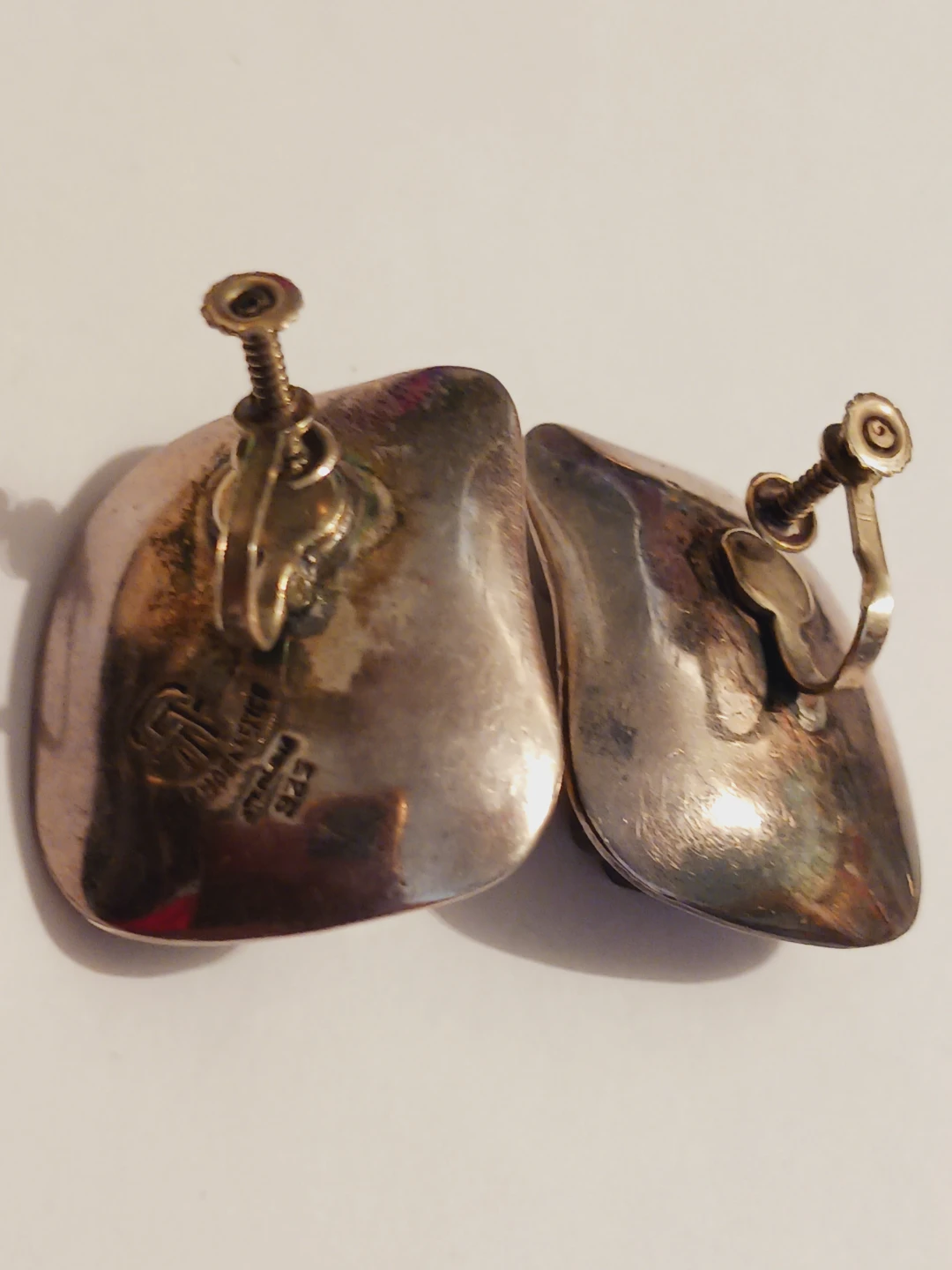 Sterling Silver Modernist Mexican Designer Signed Earrings - photo 4