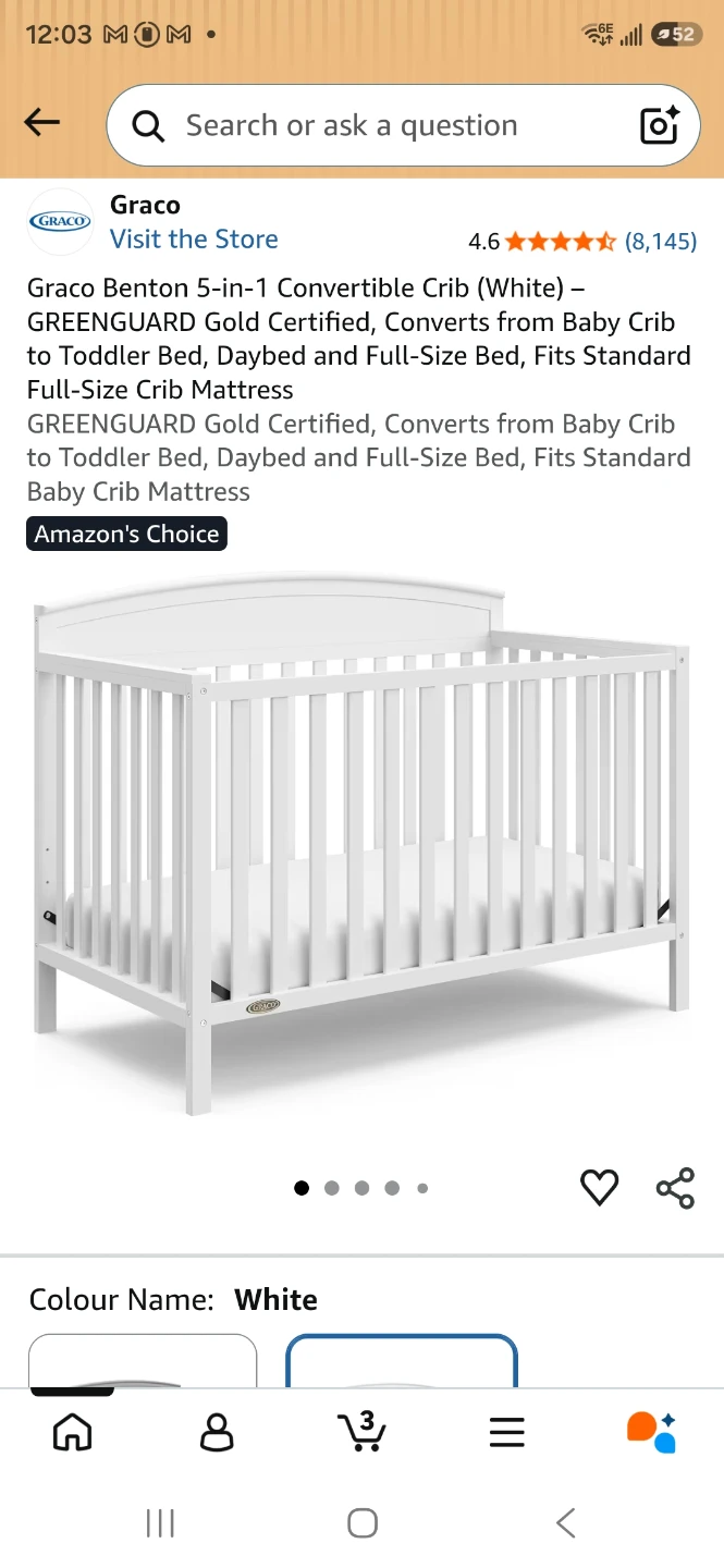 Graco Benton 5-in-1 Convertible Crib in White