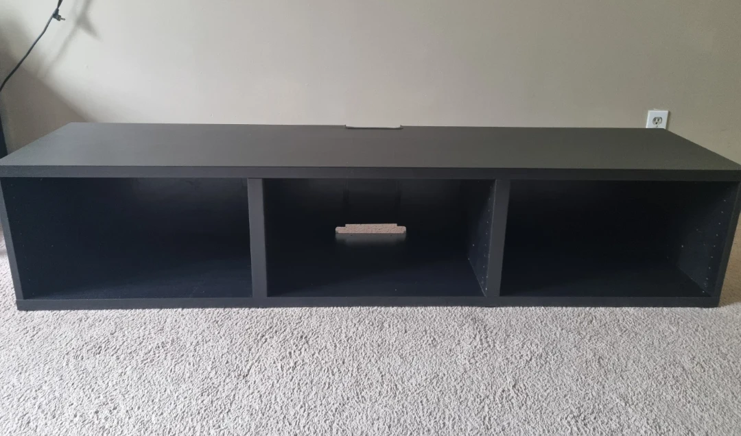 Black media console with 3 compartments