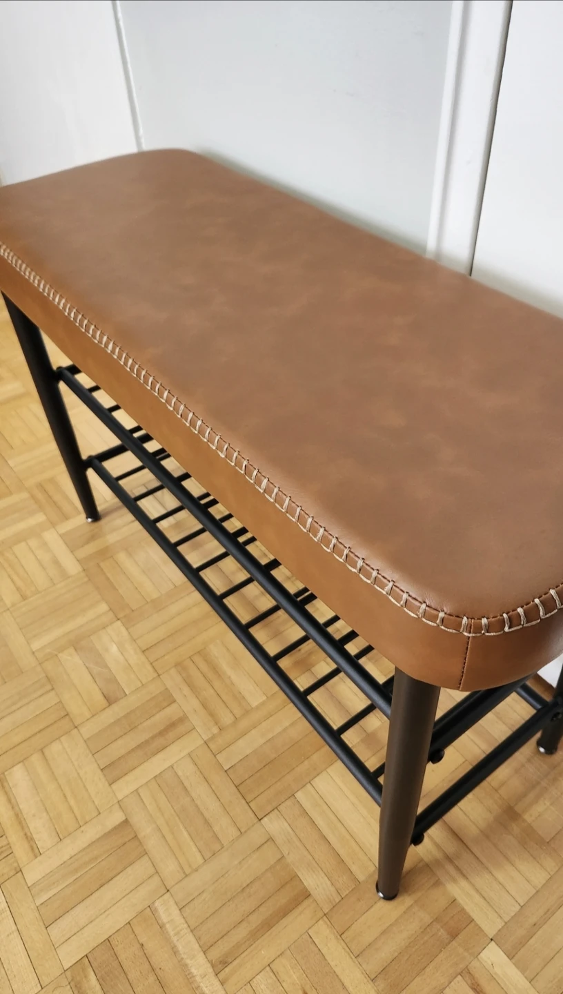 3-level 32' Brown Leather Padded Bench Storage *new - photo 4
