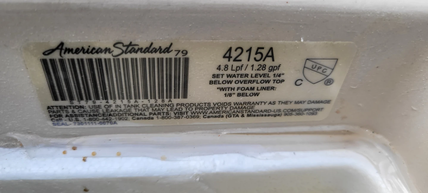 American Standard 4215A Toilet Tank - photo 4