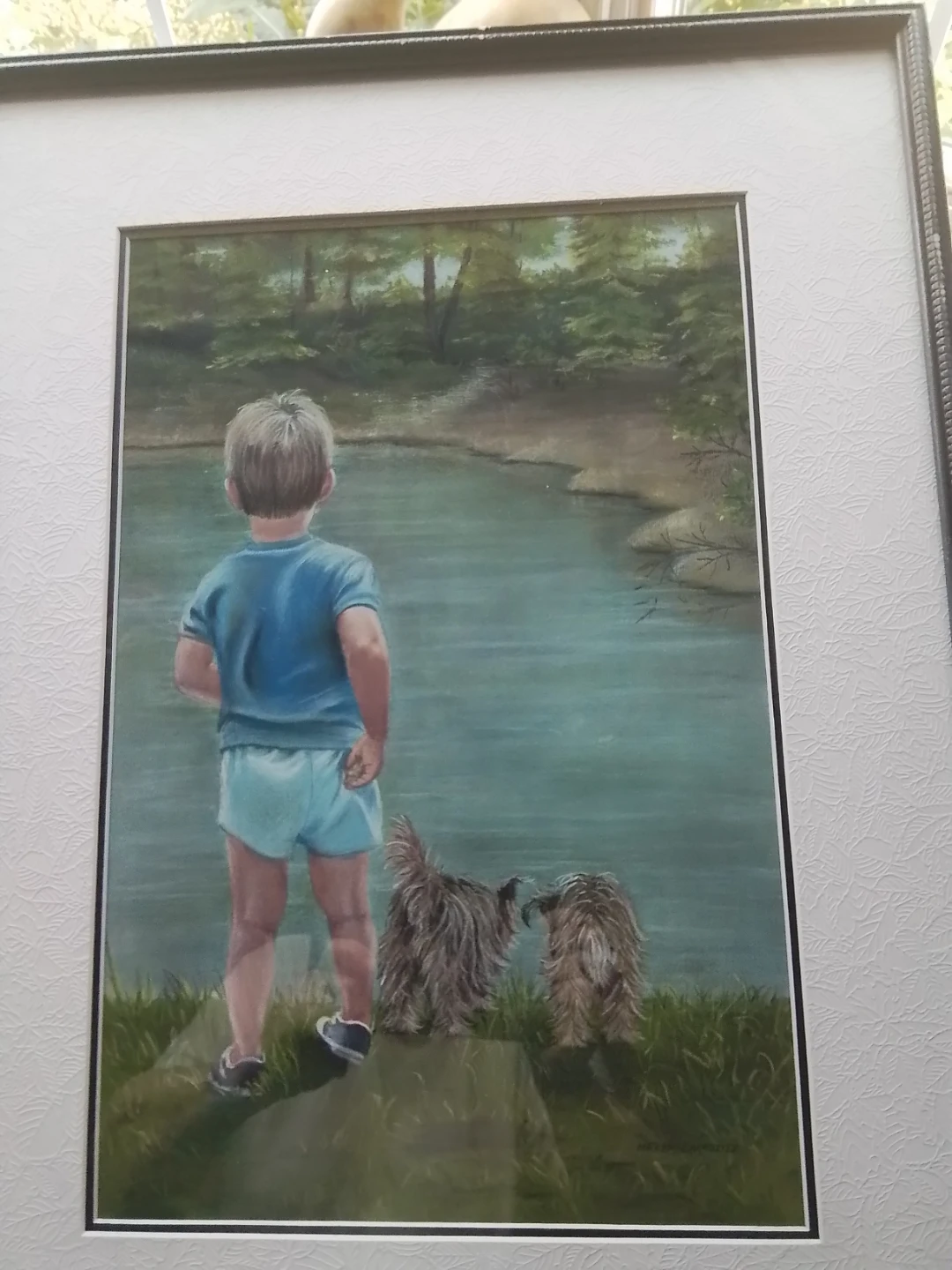 Original Painting by Helen Baradziej - Boy and Dogs by Water - photo 2