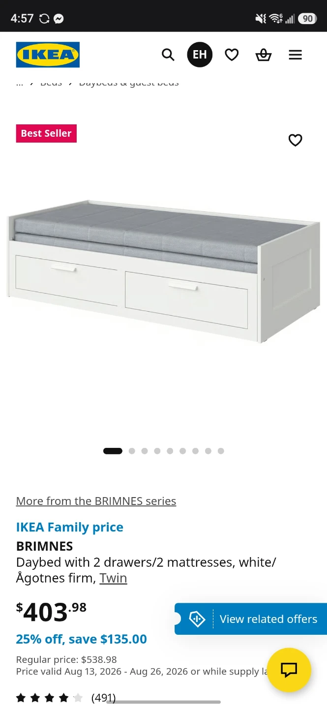 IKEA BRIMNES Daybed with 2 drawers, white - photo 4