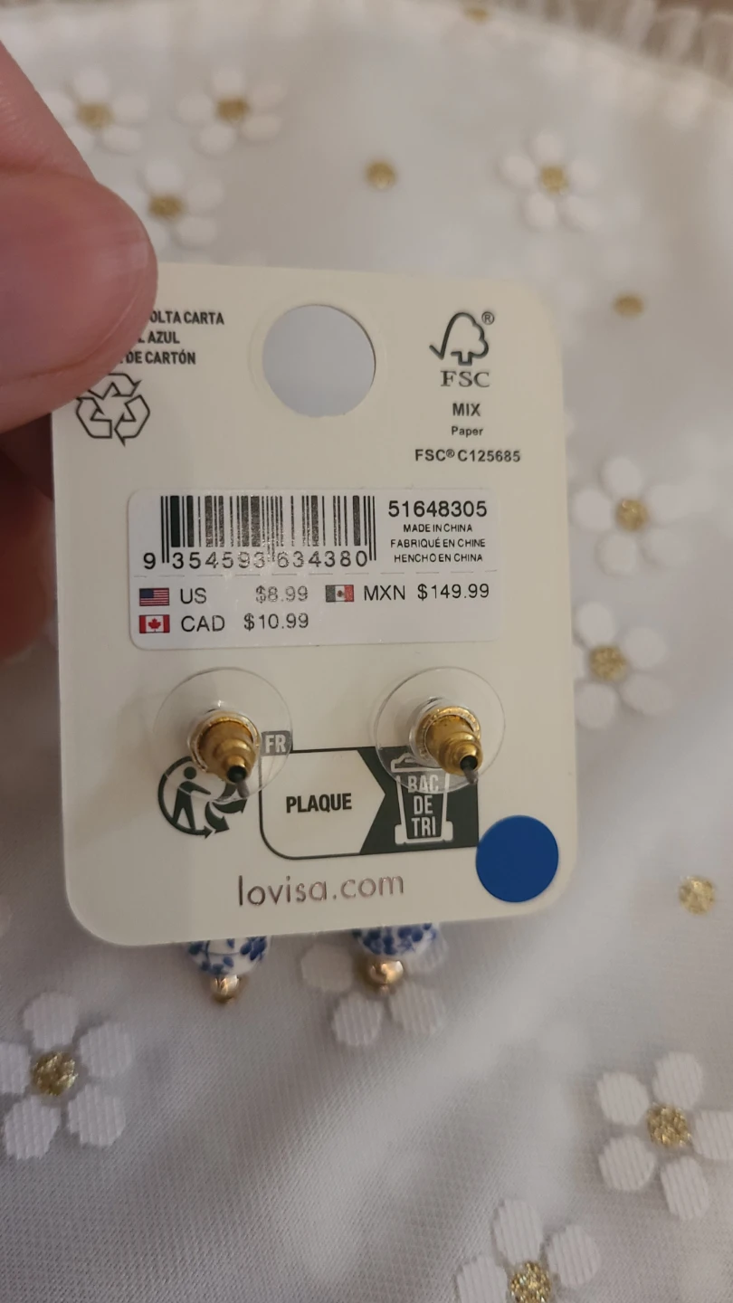 NEW Lovisa Gold Tone Blue & White Floral - photo 2