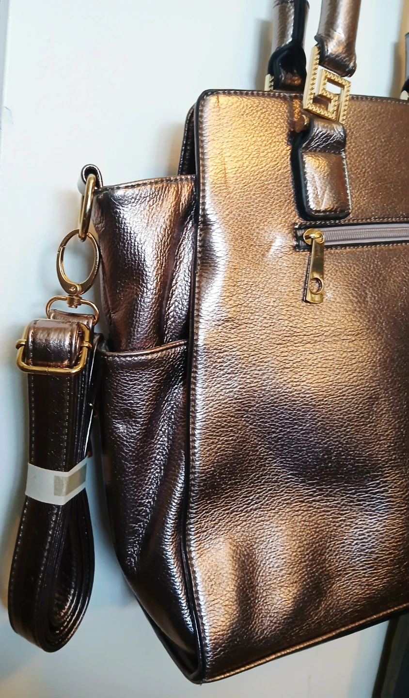 Metallic Lilac Gold Tote Bag with Shoulder Strap - photo 3