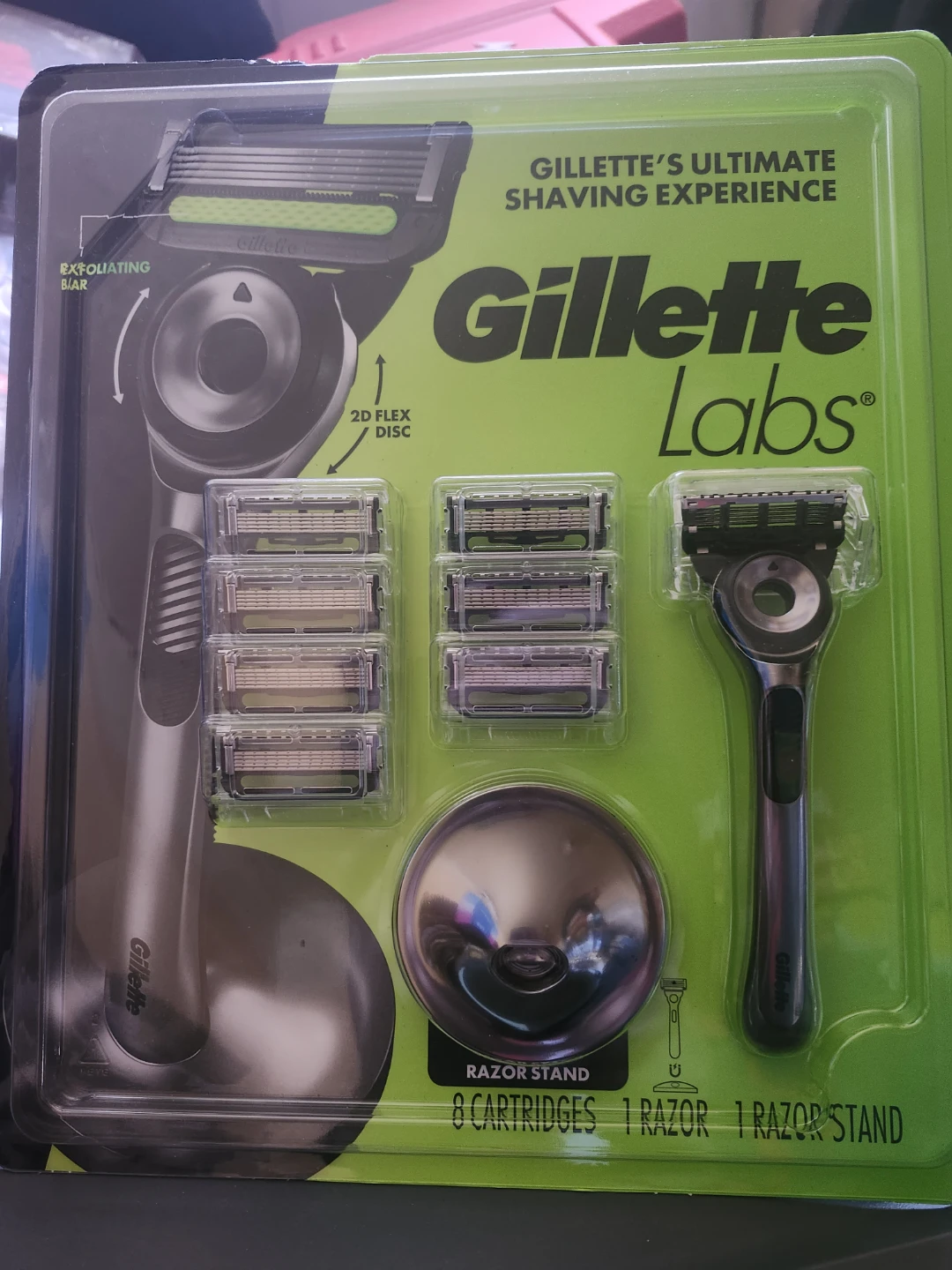 Gillette Labs Shaving Kit with 8 Cartridges, Razor, and Stand