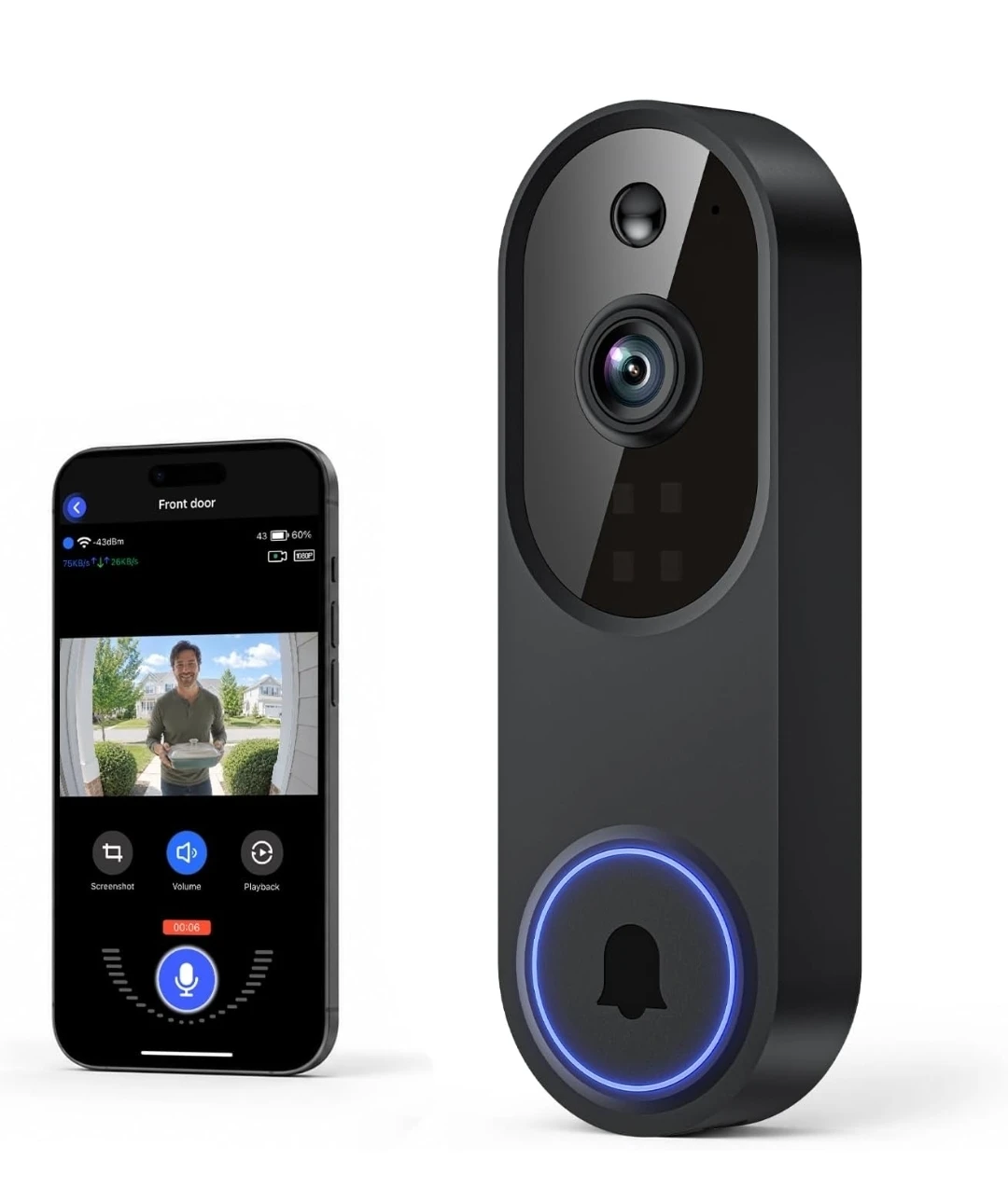 1080P Smart Wireless Video Doorbell Camera WiFi Human Detection