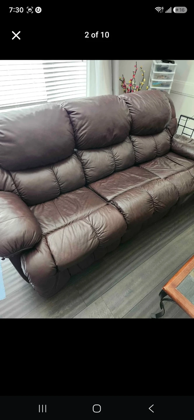 Genuine Palliser Leather Reclining Sofa (Buyer Must Disassemble) - photo 2