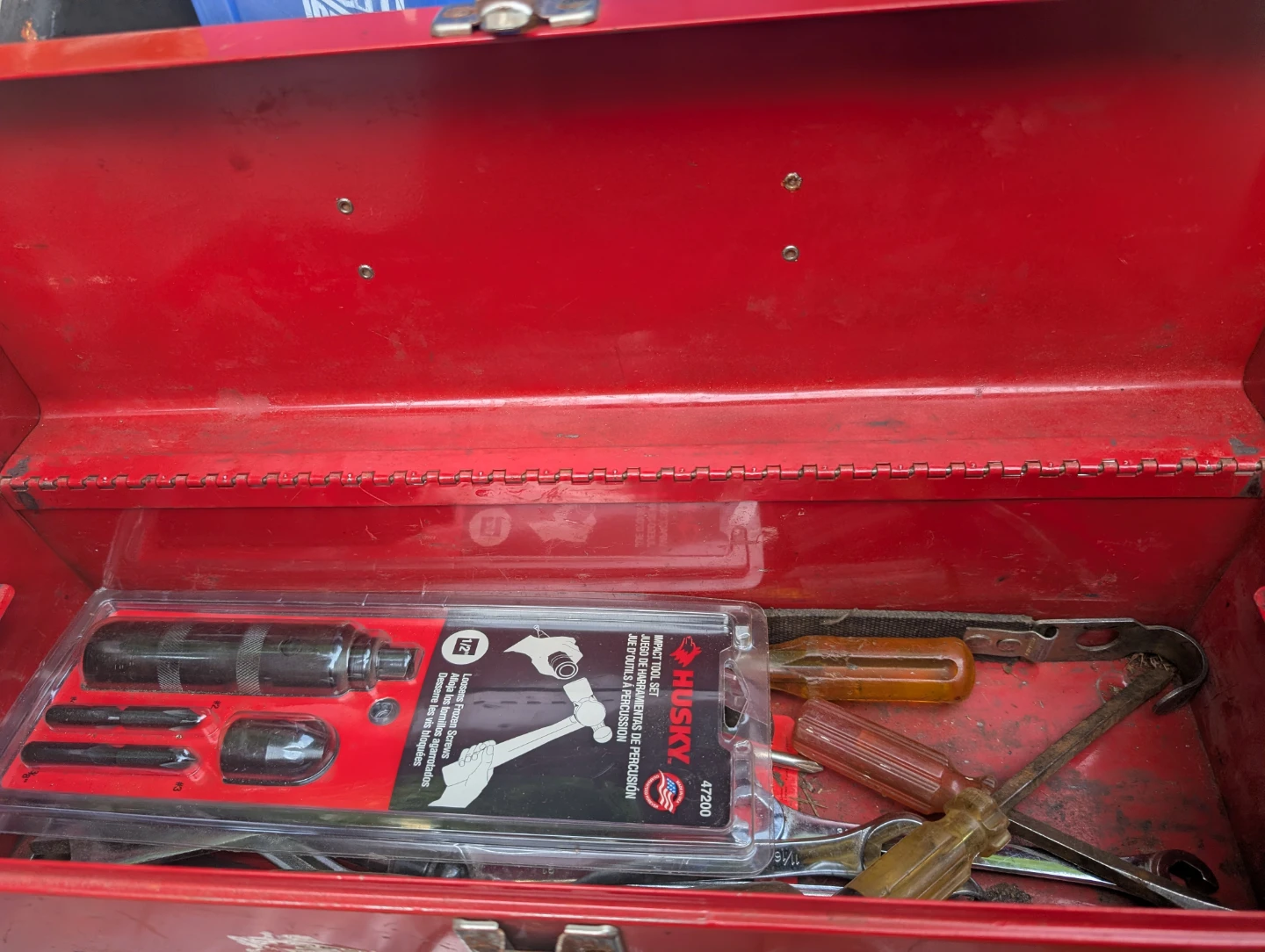 Red Metal Toolbox with Assorted Tools - photo 2