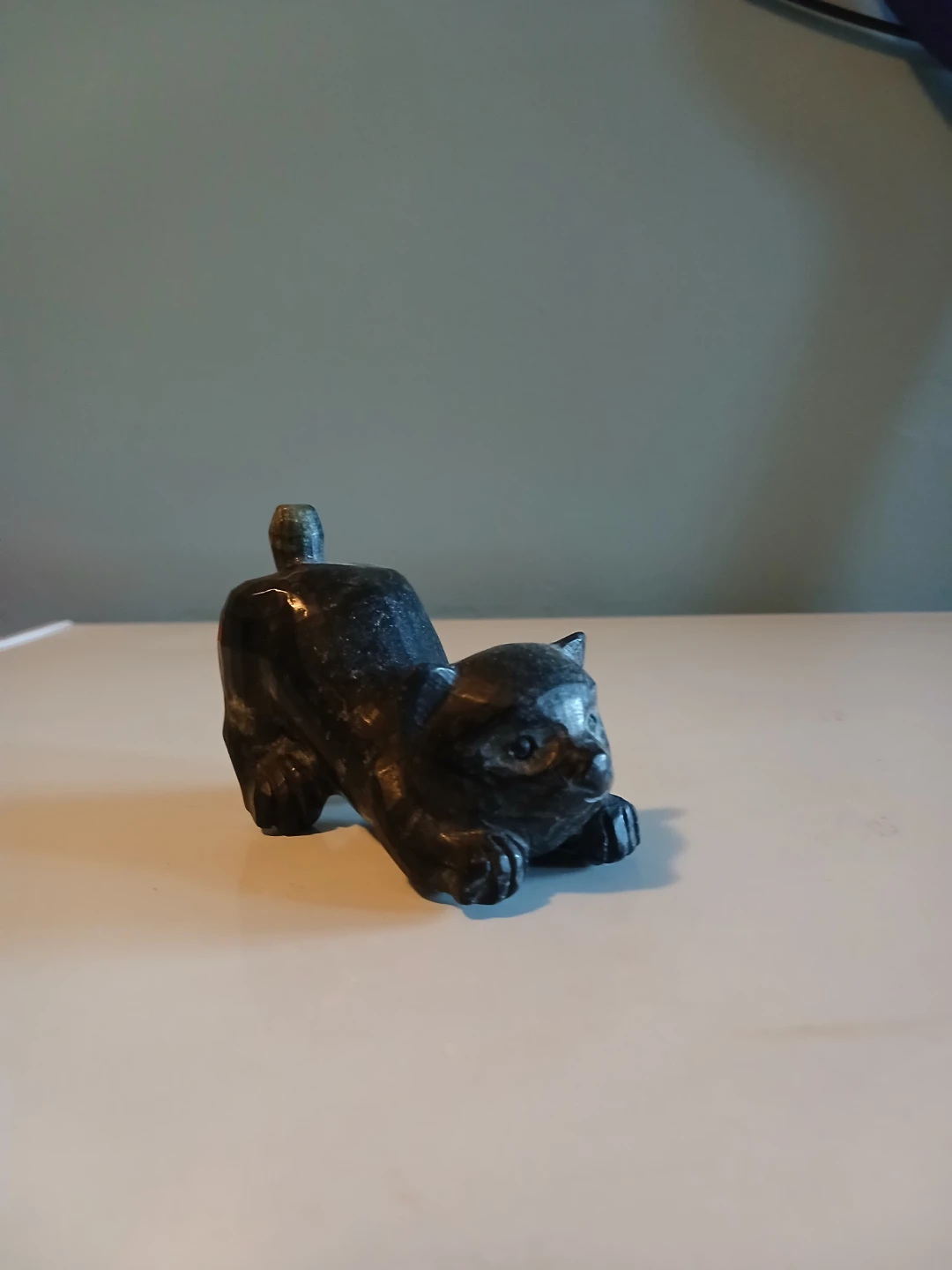 Carved Stone Cat Figurine