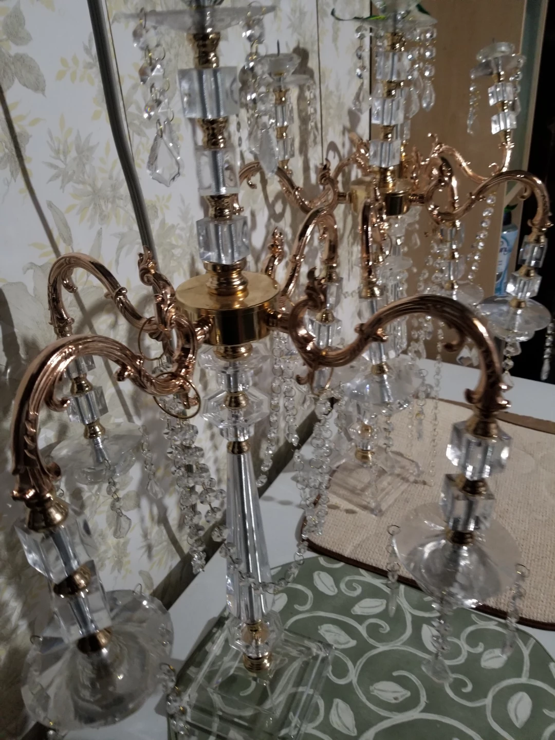 Crystal  and brass Candelabra