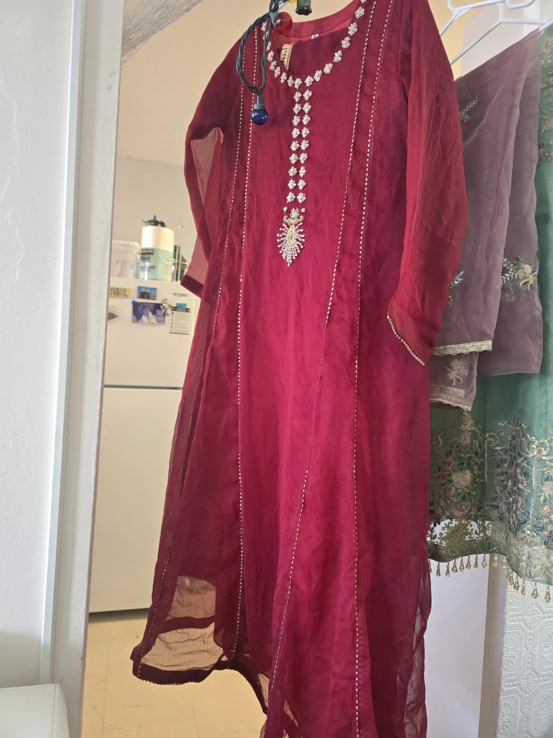 Maroon Embroidered Kurti