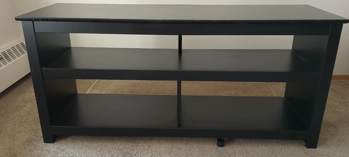 Black media console shelf unit