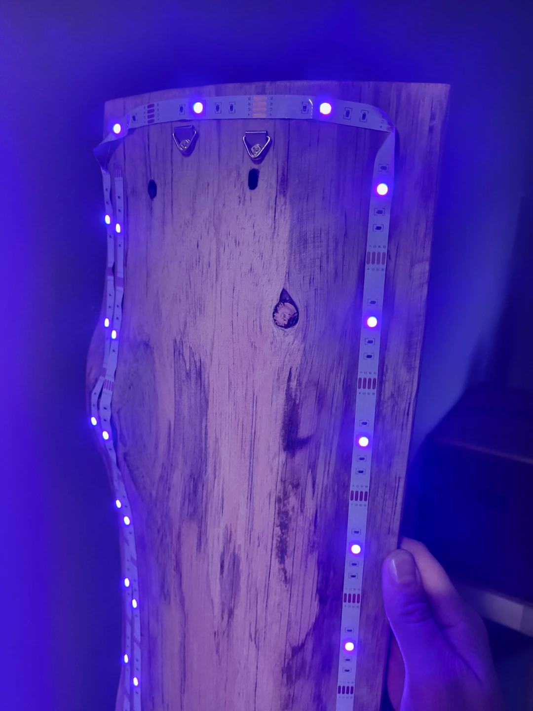 Live Edge Wooden Wall Mounted Jewelry Stand with LED Lights - photo 5