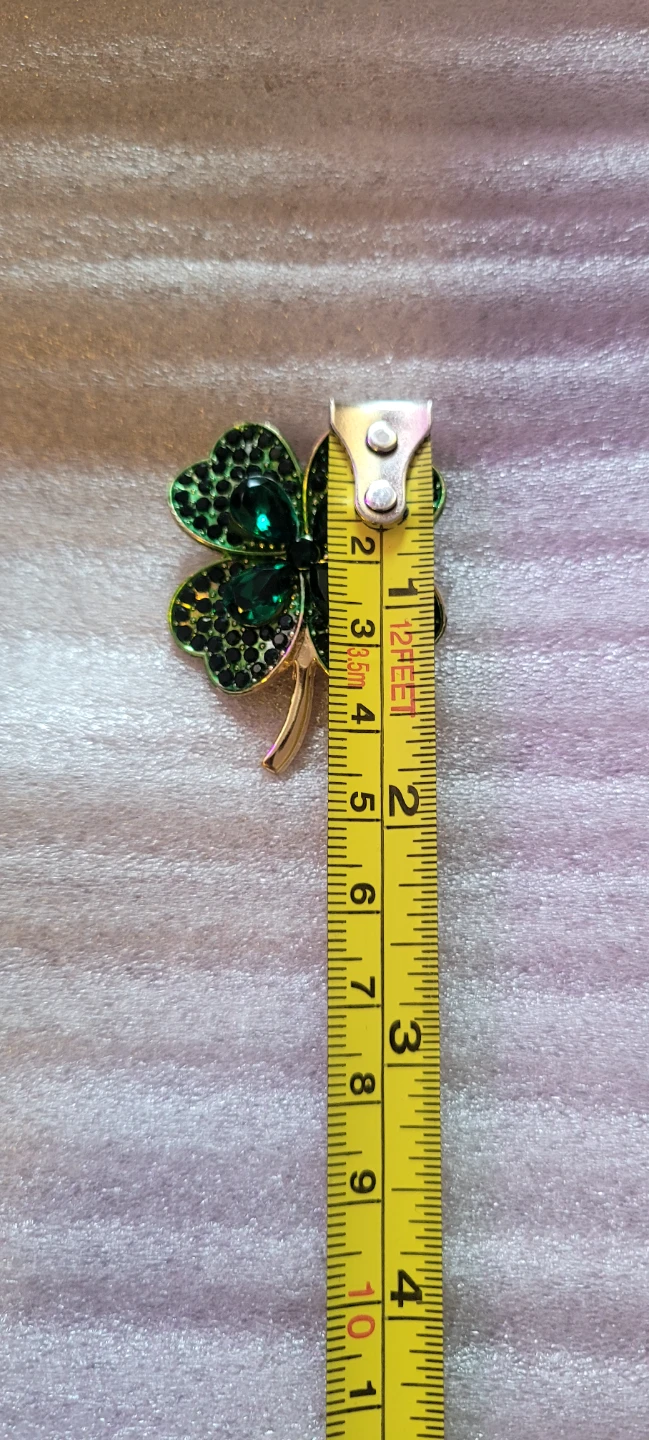 Four Leaf Clover Pin with Green Gems - photo 3