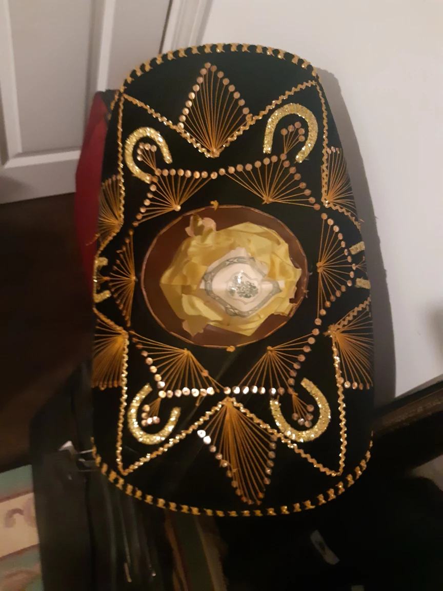 Black Sombrero Hat with Gold Embroidery - photo 2