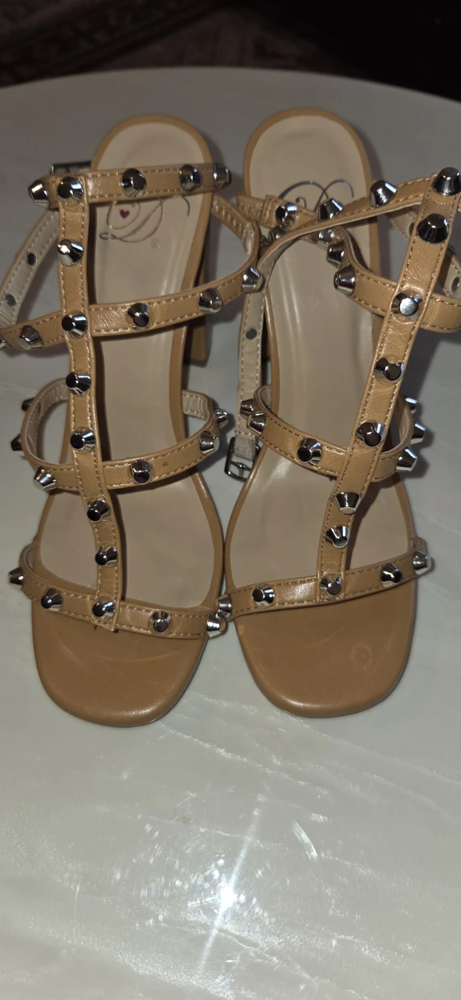 Brown Studded Block Heel Sandals Size 7 - photo 5