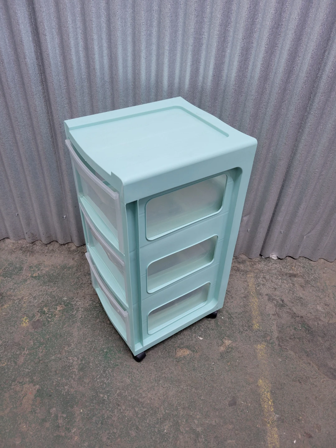 Light Blue 3-Drawer Plastic Storage Cart with wheels - photo 2