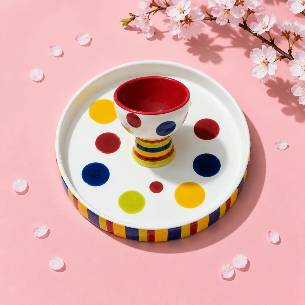 Colorful Ceramic Cake Stand with Pedestal Bowl - photo 3