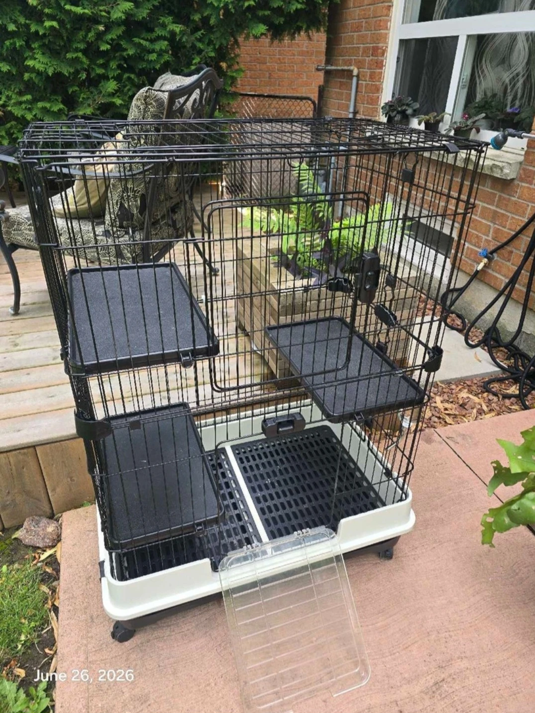 Multi-level Pet Cage with Wheels and Water Bottle - photo 2