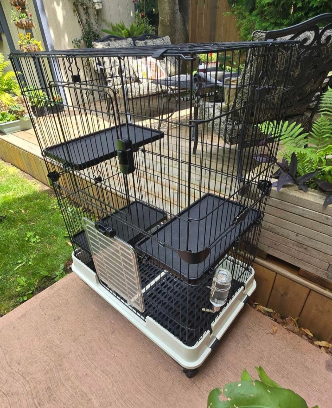 Multi-level Pet Cage with Wheels and Water Bottle - photo 3