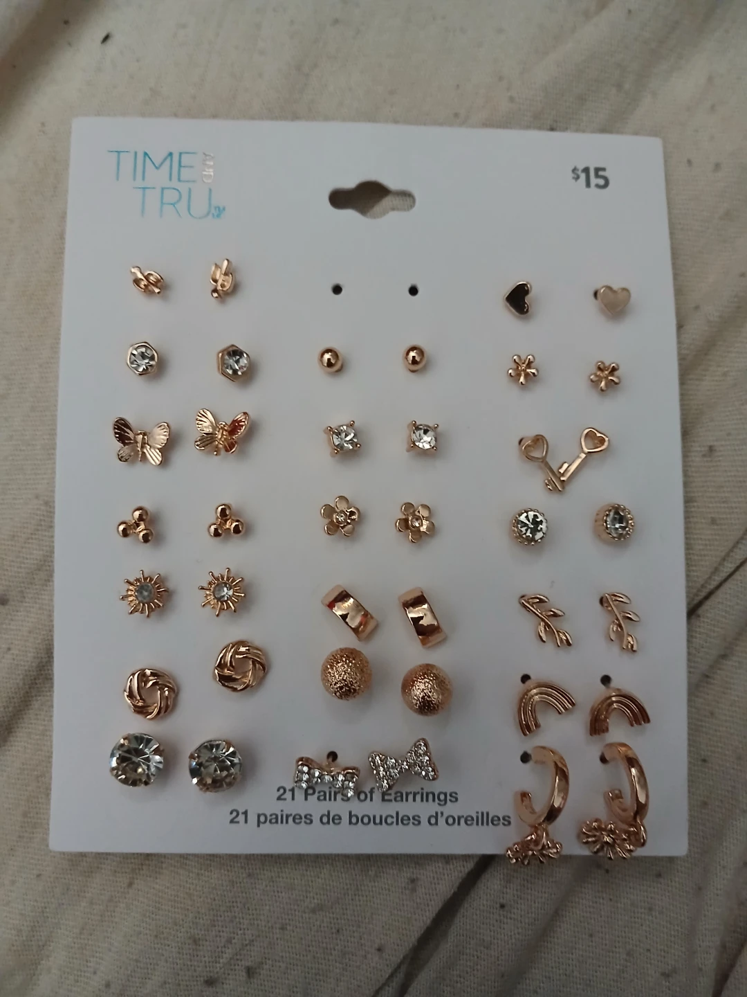 Time and Tru 20 Pairs Of Earrings Set Rose Gold