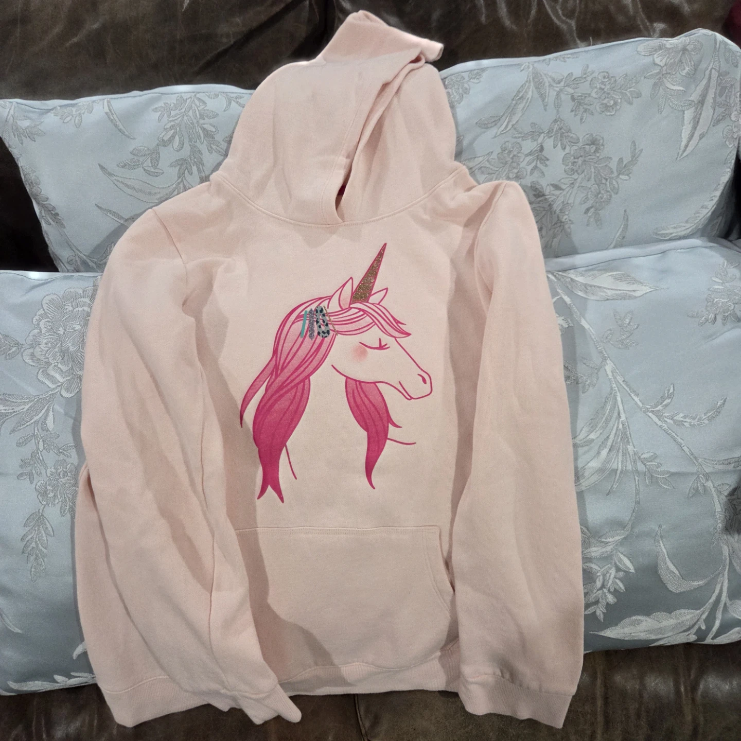 Cat & Jack Pink Unicorn Hoodie XL (14/16)