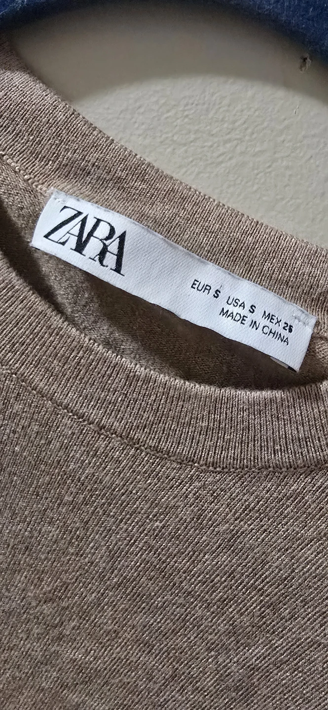 ZARA Women's Crew Neck Sweater with Button Cuffs - Size S